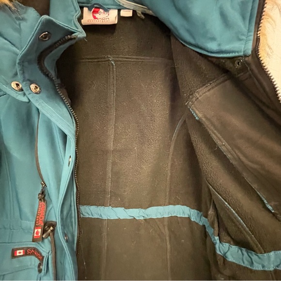 Canada weather gear women’s Teal cinched waist hooded anorak Med Soft Shell Coat - Picture 9 of 12